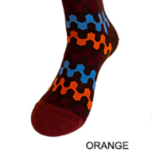 Robert Lewis Orange Bow Tie Hanky Socks Box 3 Set - Picture 5 of 7